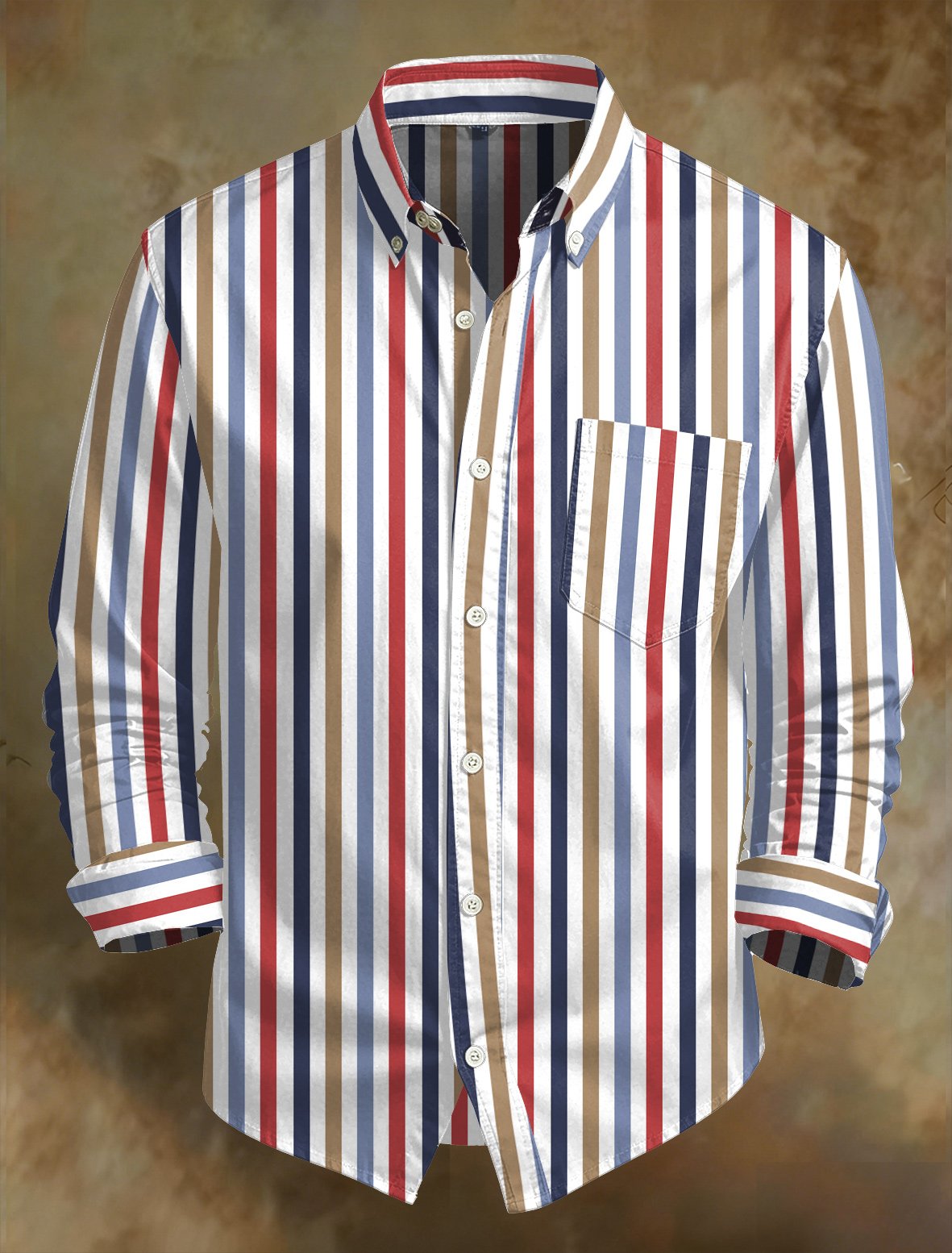 Camisa retro Abstract Art estampado Comfortable ejecutivo Style para hombre