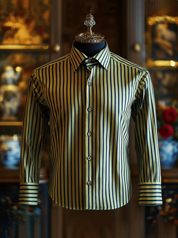 Camisa elegante Romantic a rayas de manga larga para hombre