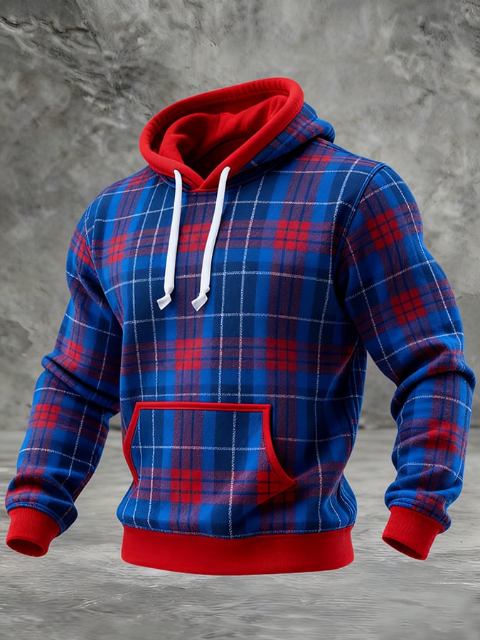 Sudadera Christmas a cuadros con gorrasucha para hombre