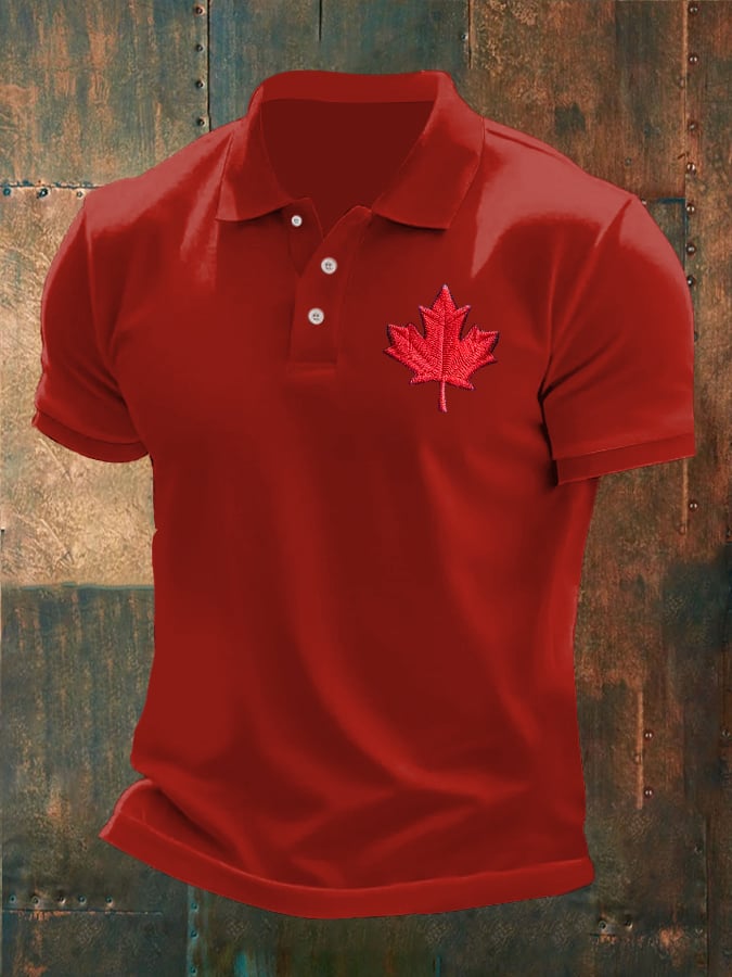 Camisa polo retro Canadian Maple Leaf estampado para hombre