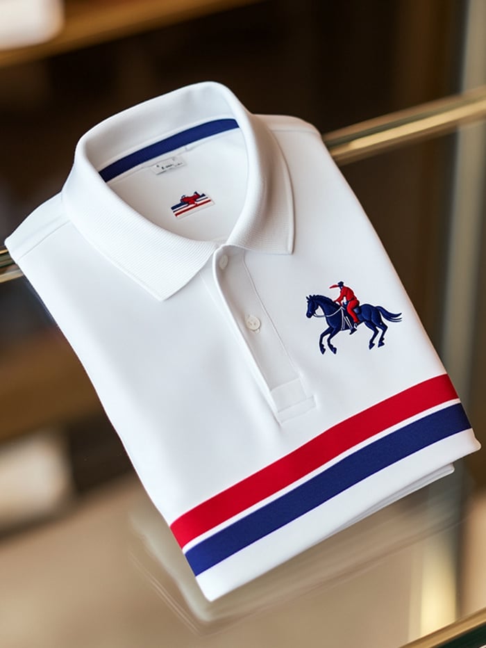 Camisa polo clásico ejecutivo Logo Button de manga corta para hombre