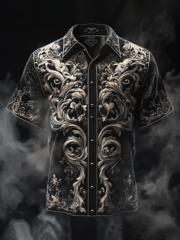 Camisa retro Gothic diseño de manga corta para hombre