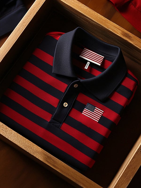 Camisa polo clásico ejecutivo Flag Independence Day de manga corta para hombre