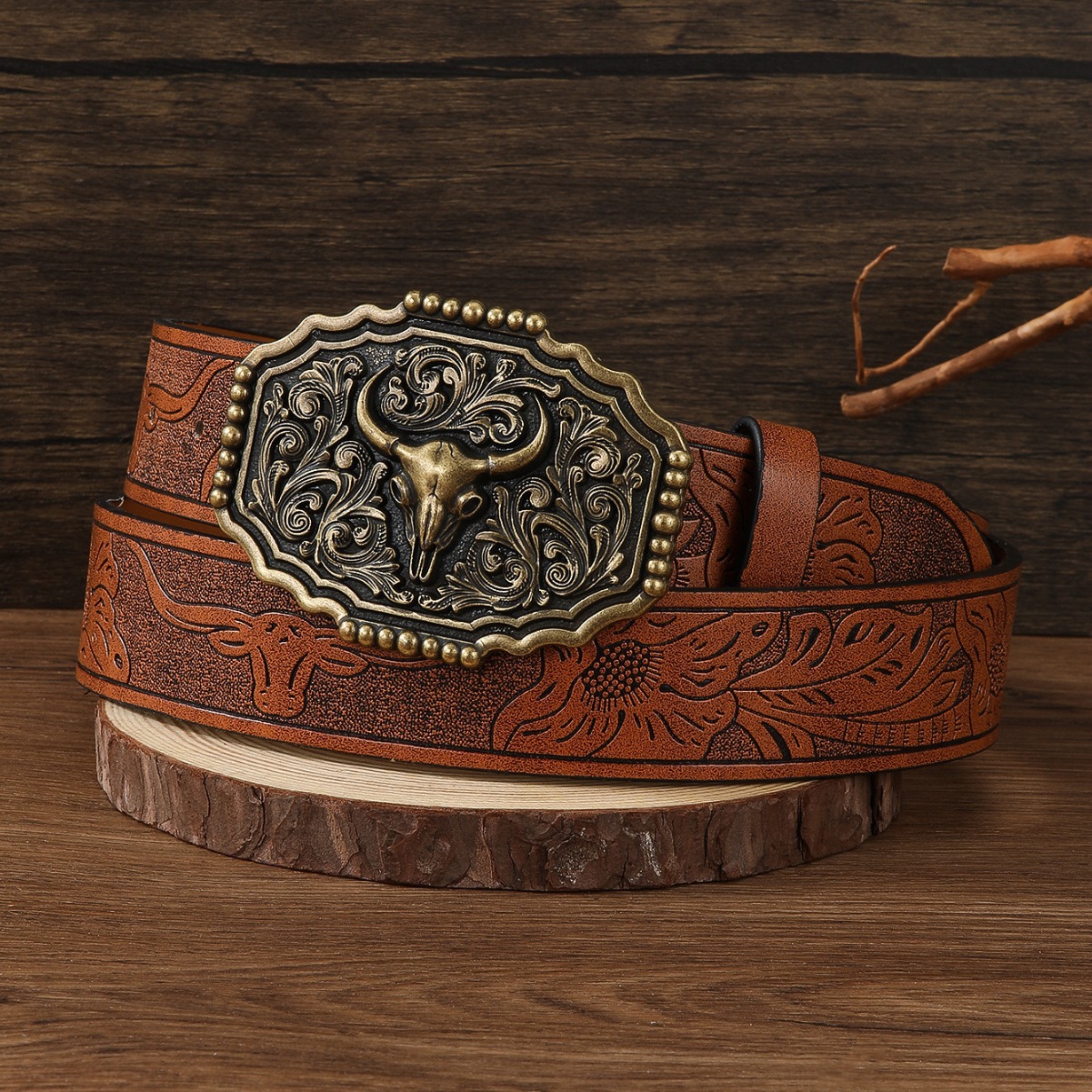 Cinturón 2025 Trendy retro Western mezclilla para hombre