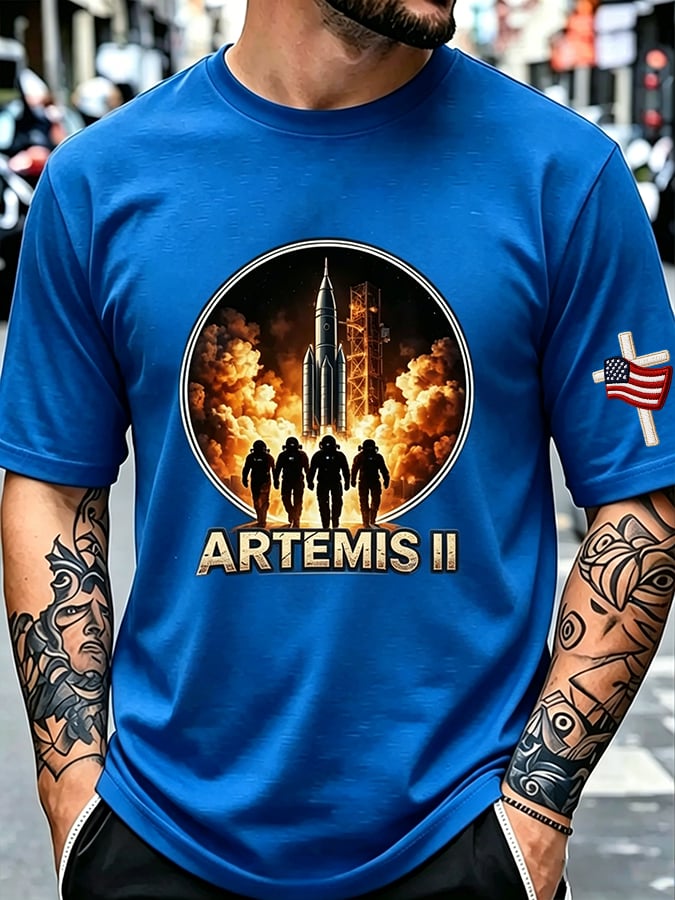 Camiseta Artemis II Moon Mission Themed Trendy for Space Enthusiasts para hombre
