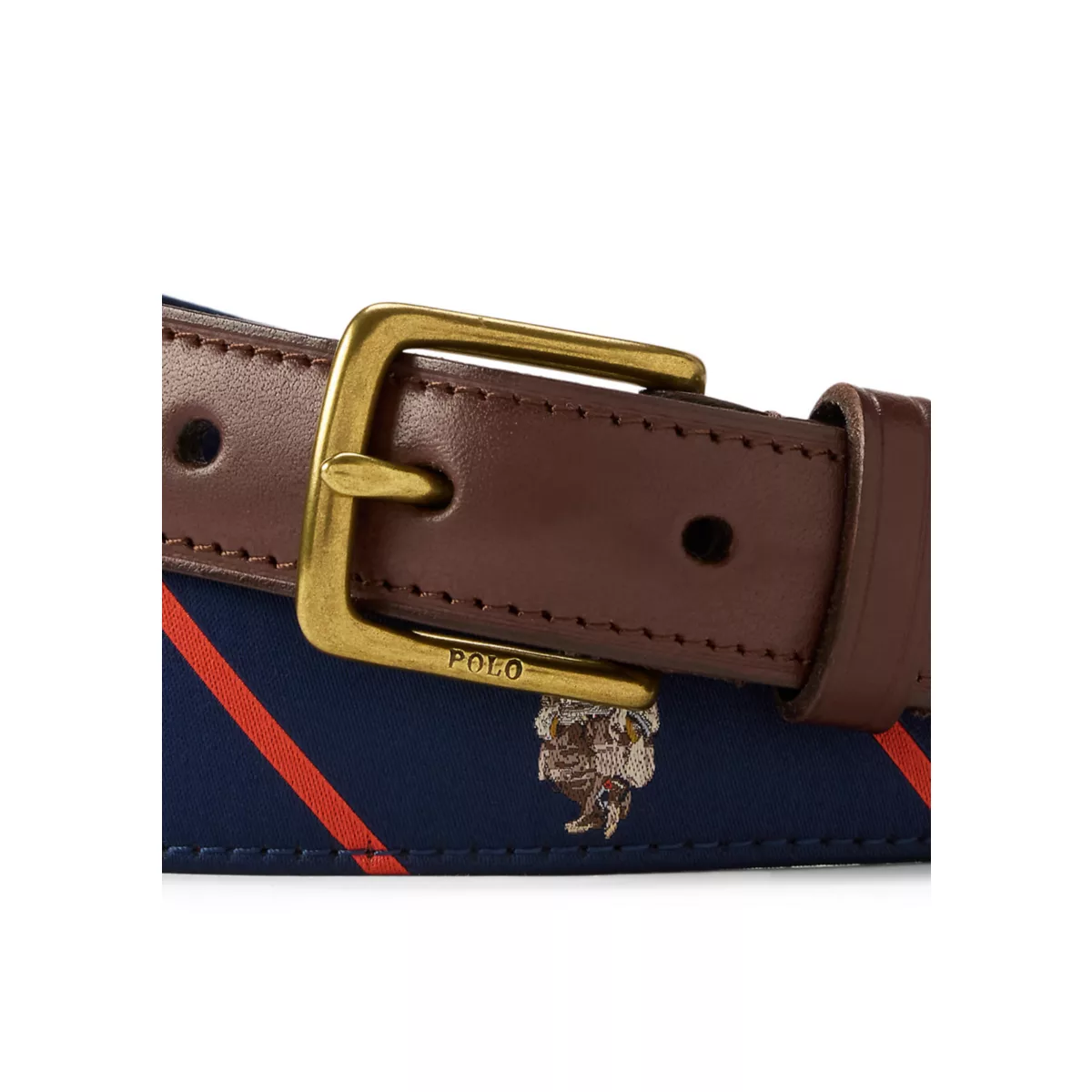 Webbed Cotton & Leather Belt - 2