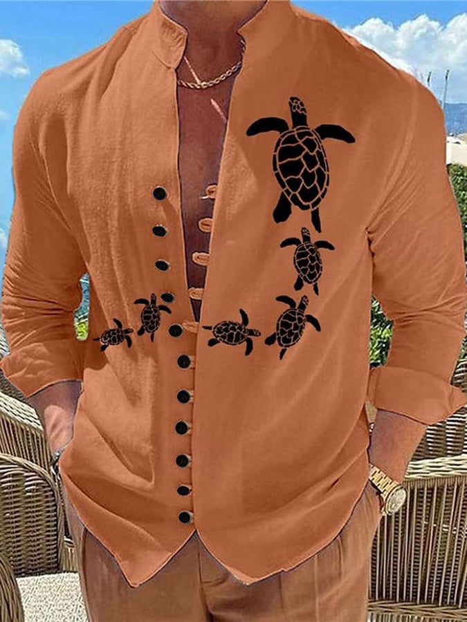 Camisa Hawaiian Turtle estampado casual Resort para hombre