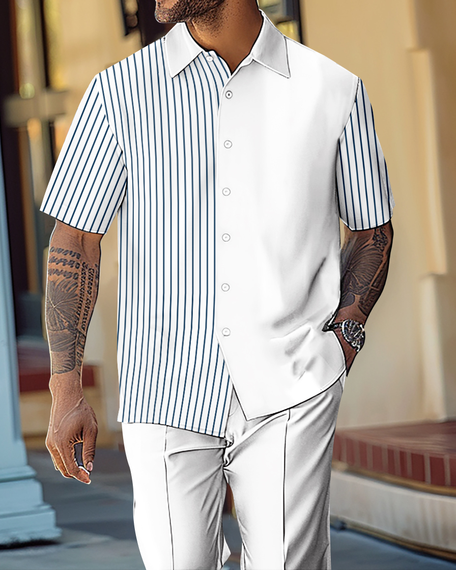 Camisa Gorgeous en bloques de color de manga corta Walking Suit 1073 para hombre