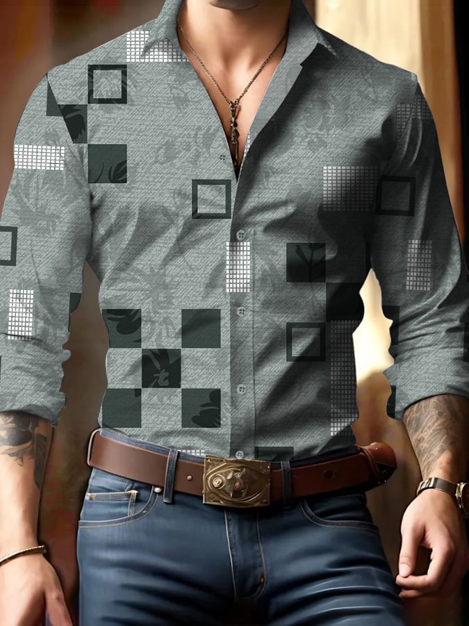 Ejecutivo Style geométrico Princamiseta para hombre