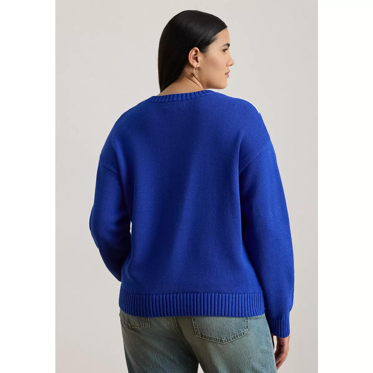 Plus Size Color-Blocked Combed Cotton Sweater - 2