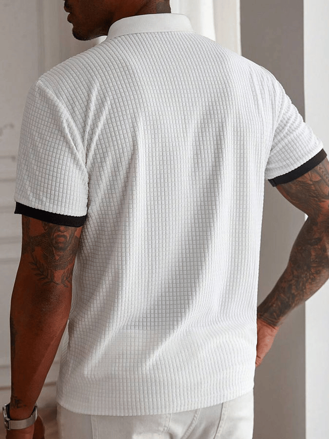Camisa polo de moda ejecutivo Letter estampado a cuadros Fabric casual para hombre