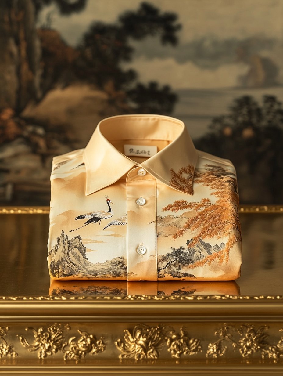 Camisa satén Wing de lujo ejecutivo de manga larga para hombre