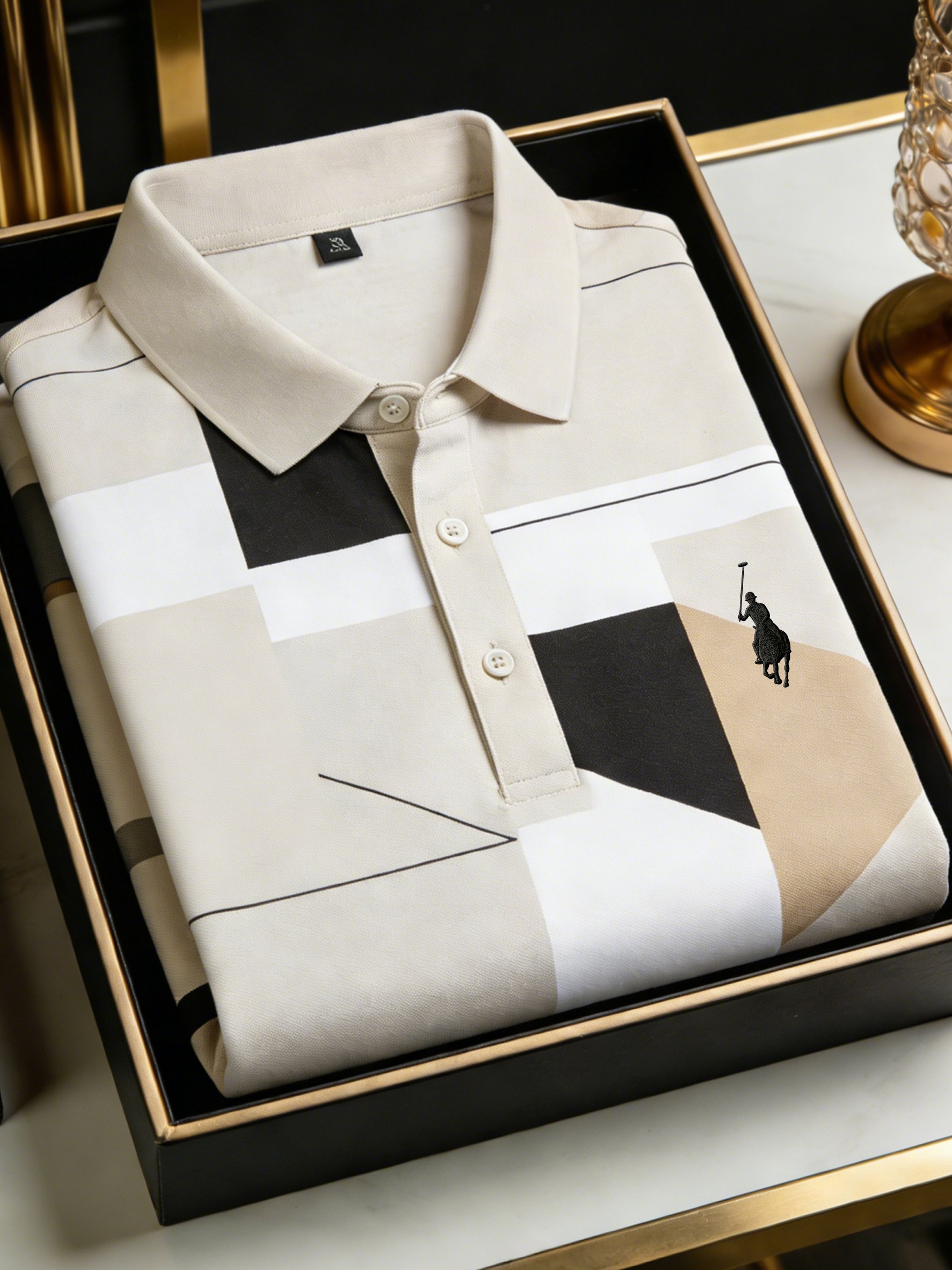 Camisa polo ejecutivo Style estampado de manga corta para hombre