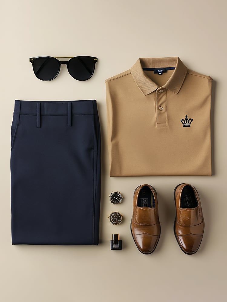 Camisa polo ejecutivo casual Button de manga corta para hombre