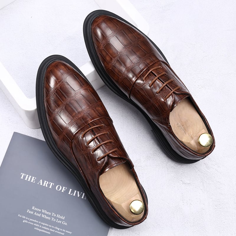 Zapatos Comfortable British ejecutivo Lace-Up Stone cuero para hombre