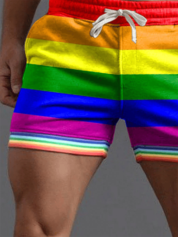Shorts Rainbow rayas casual para hombre