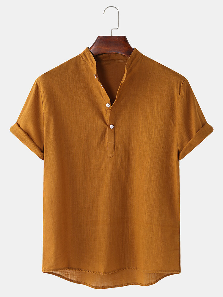 De color sólido Basic Henley camisas