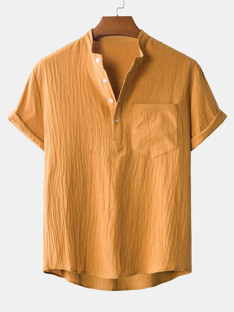 Camisa Henry Collar With Pocket