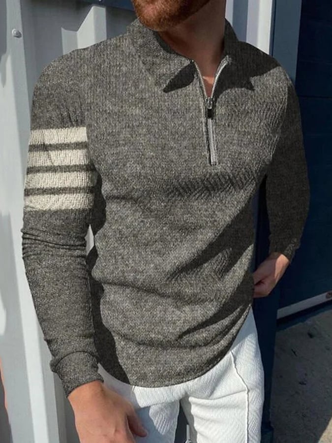 Camisa polo de moda estampado estampado solapa Pullover de manga larga