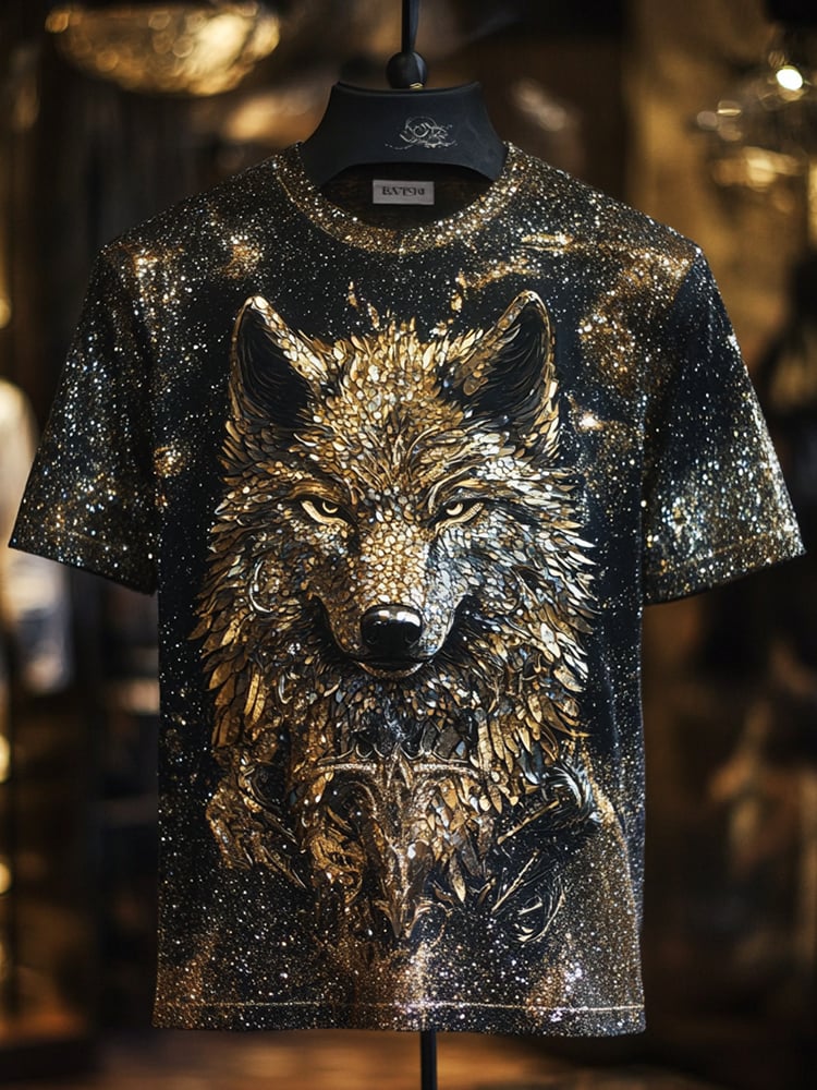 Camiseta Eagle Sequin ejecutivo estampado de manga corta para hombre
