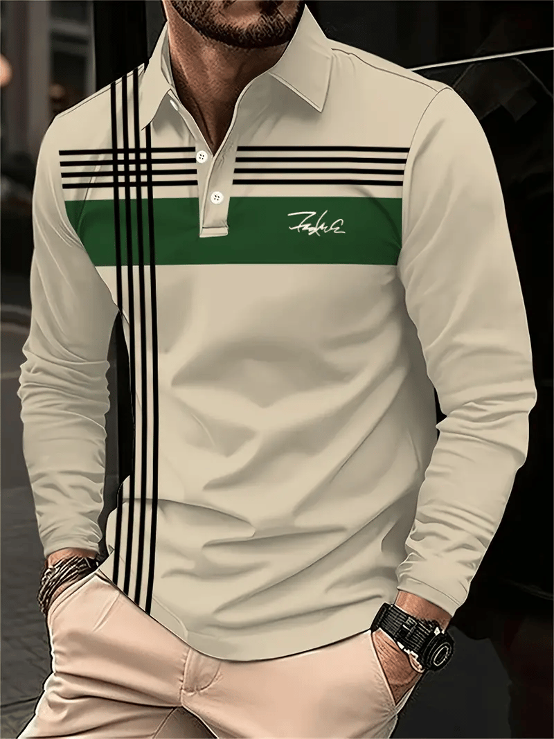 Ejecutivo casual a rayas con botones Polo para hombre