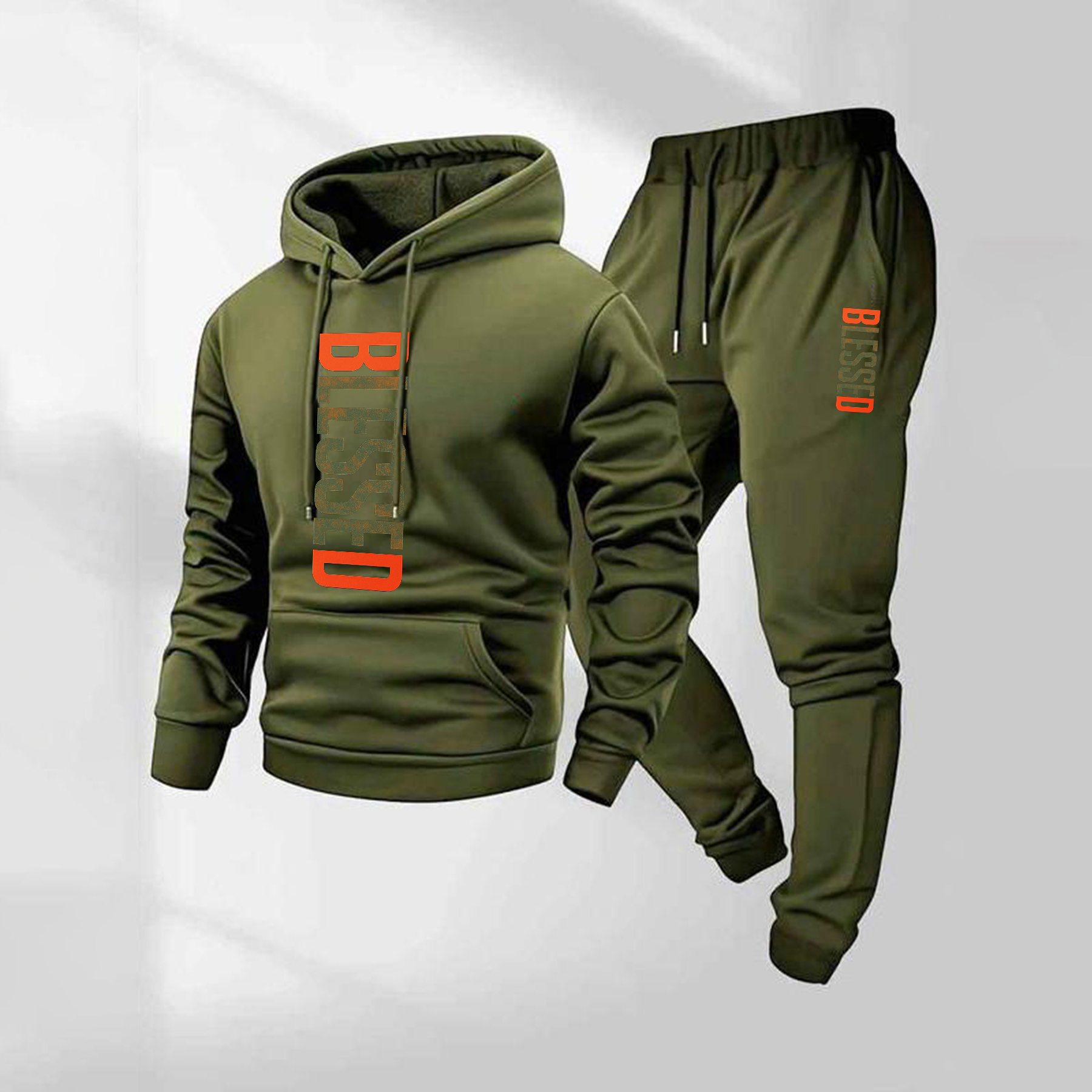 Sudadera con capucha Blessed Camouflage Pattern estampado and Drawstring Sweatpantalón Set, Menswear, casual Athletic de manga larga Hooded chaqueta & Trousers for Fall & Winter, Clothing for para uso diario Wear, Sportswear Indoor para exterior, Tracksuit, Athleisure para hombre