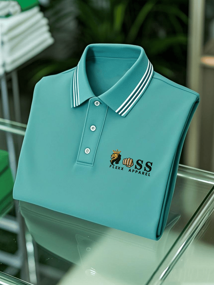 Camisa polo ejecutivo casual estampado de manga corta para hombre