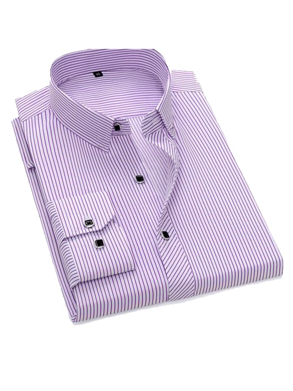 Camisa rayas estampado ejecutivo de manga larga para hombre