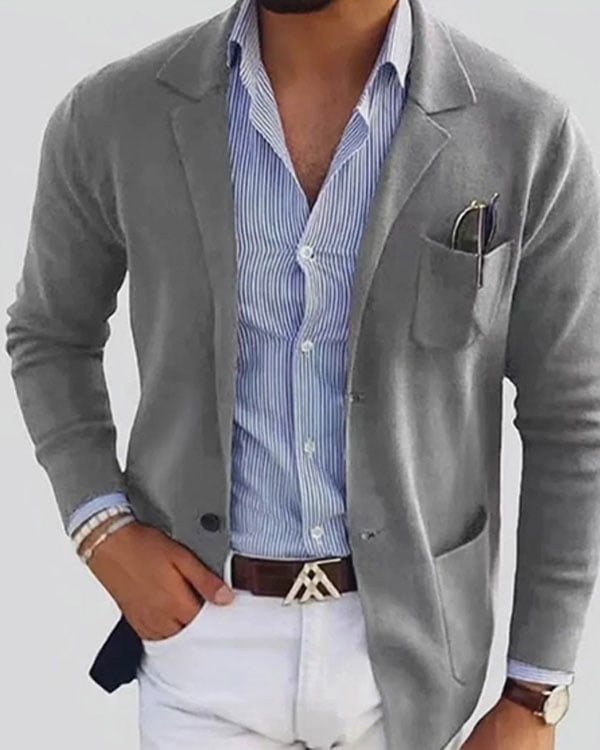 Spring/Summer de color sólido casual Suit para hombre