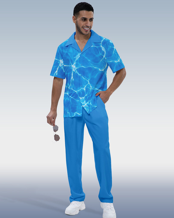 Camisa Rianmond Ombre estampado de manga corta Walking Set 372 para hombre
