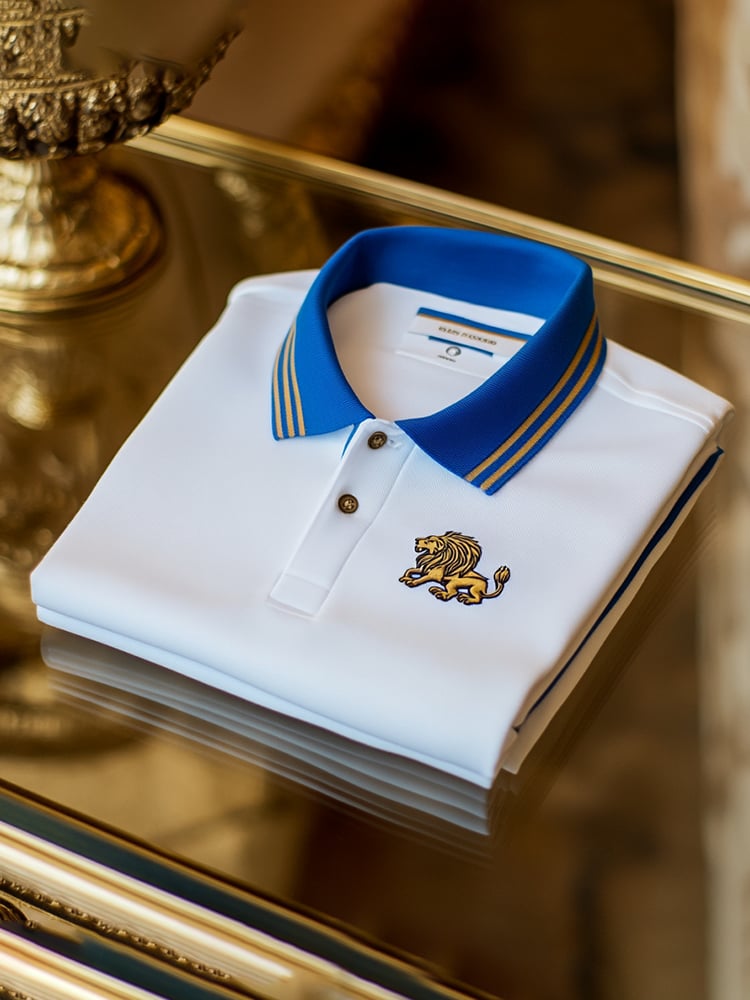 Camisa polo retro ejecutivo Logo estampado de manga larga para hombre