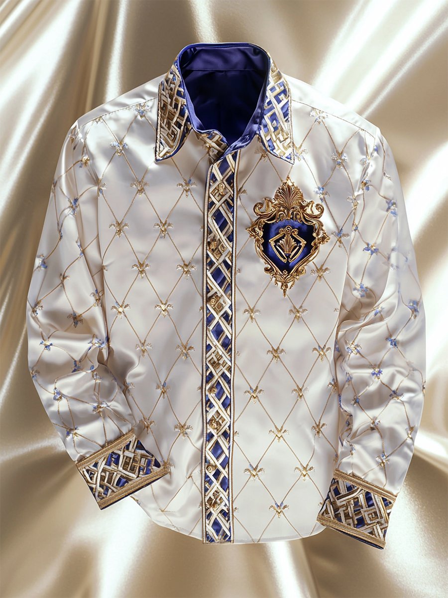 Camisa satén Luxe de manga larga con botones para hombre