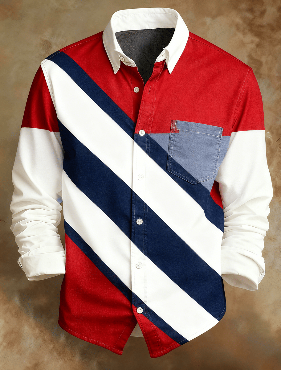 para hombre retro Abstract Art Print Comfortable ejecutivo Style camisa