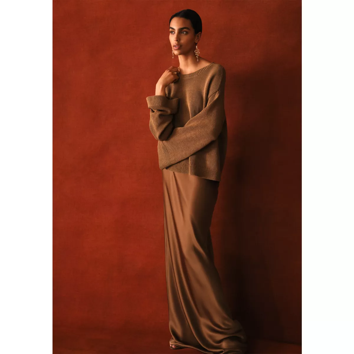 Women's Satin Charmeuse Maxi Skirt - 3