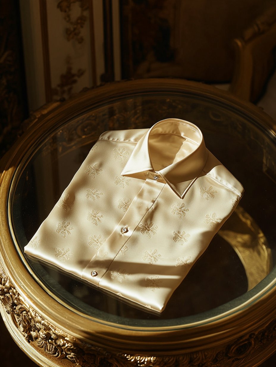 Camisa retro satén elegante Romantic de manga corta para hombre