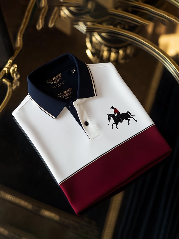 Camisa polo clásico ejecutivo Check Logo Button de manga corta para hombre