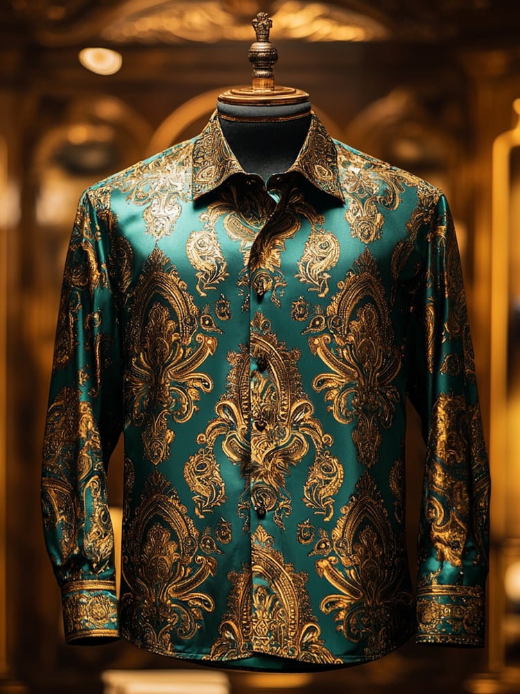 Camisa casual Abstract estampado de manga larga para hombre