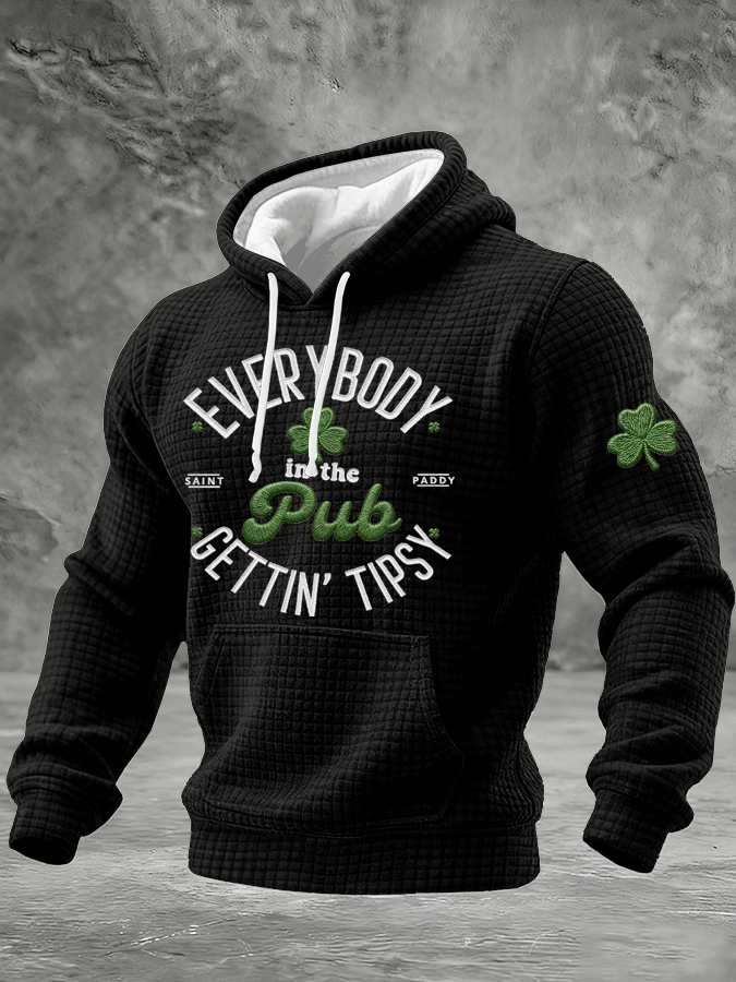 Sudadera St. Patrick's Day estampado Checkered con gorrasucha para hombre