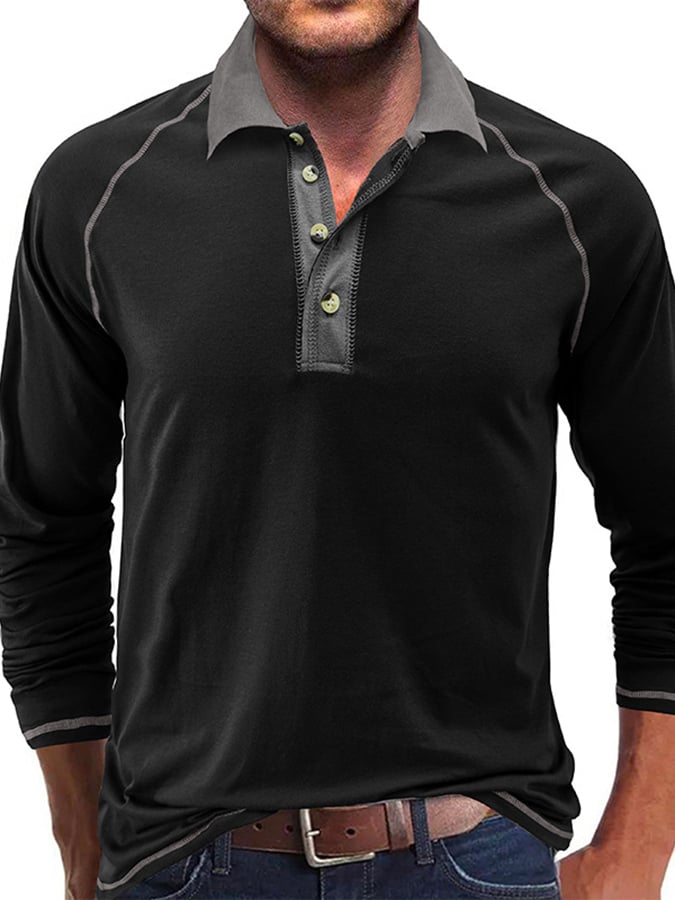 Camisa polo Athletic casual Raglan Sleeve Half Button