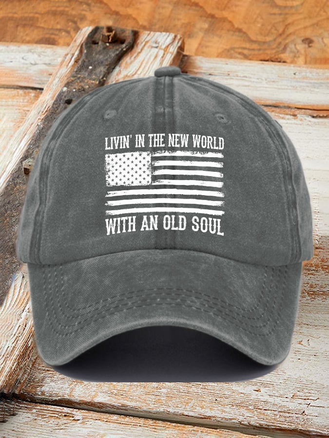 Retro Living In The New World With An Old Soul estampado Baseball Cap