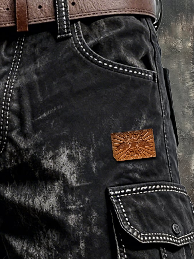 Shorts retro para exterior Functional Washed desgastado mezclilla para hombre