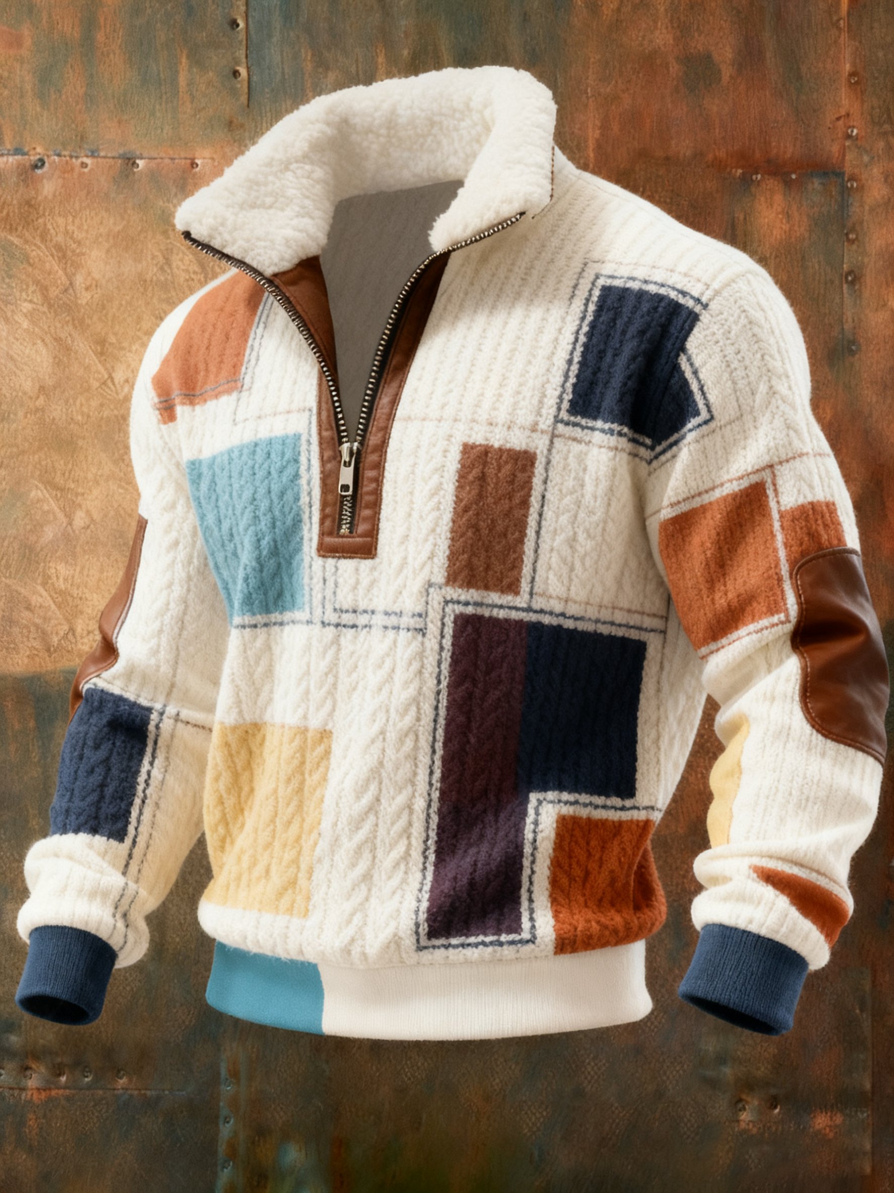 Sudadera Cable texturizado estampado casual para hombre