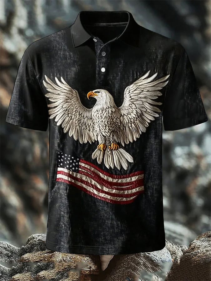 Camisa polo American Eagle USA gráfico de manga corta para hombre