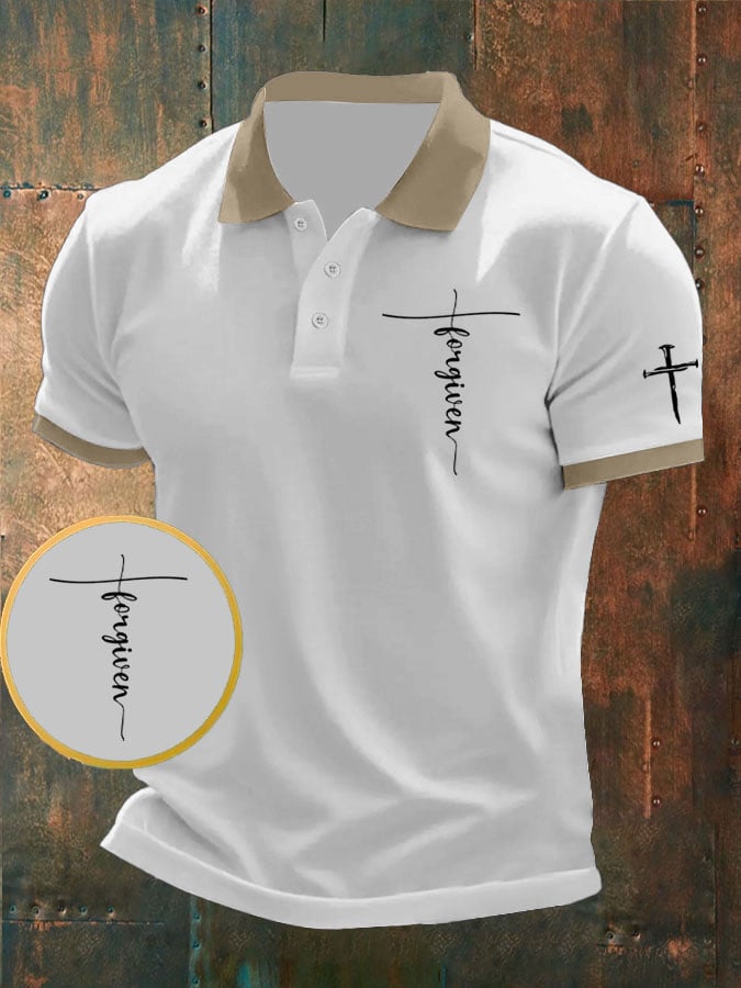 Camisa polo retro Faith casual estampado para hombre