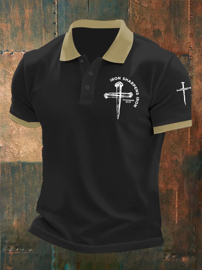 Camisa polo Iron Sharpens Iron estampado para hombre