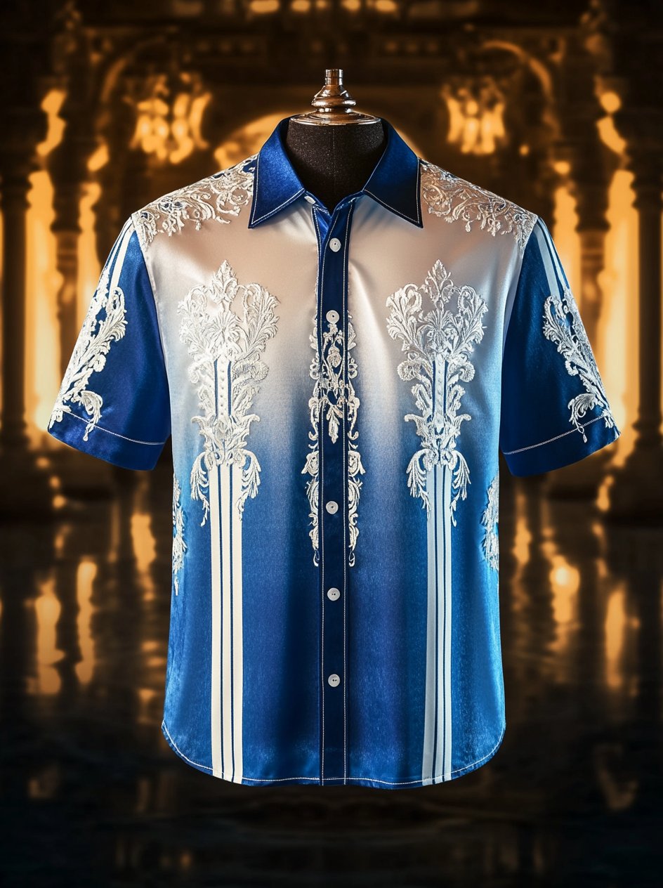 Camisa satén Luxe de manga corta para hombre