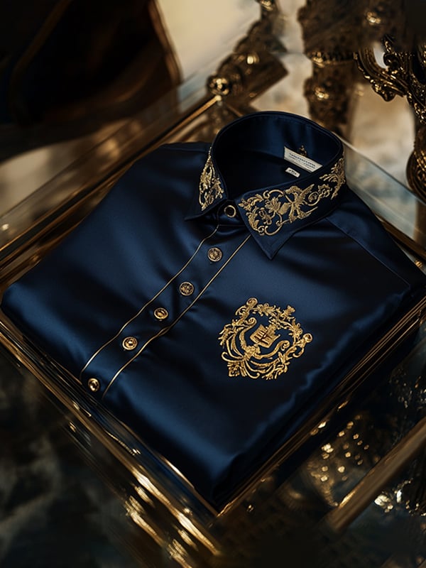 Camisa satén de lujo ejecutivo de manga corta para hombre