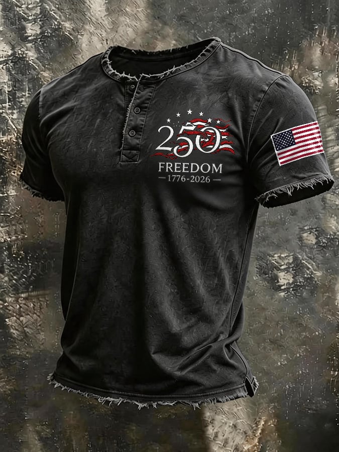 Camiseta USA 1776-2026 Independence Day estampado casual para hombre