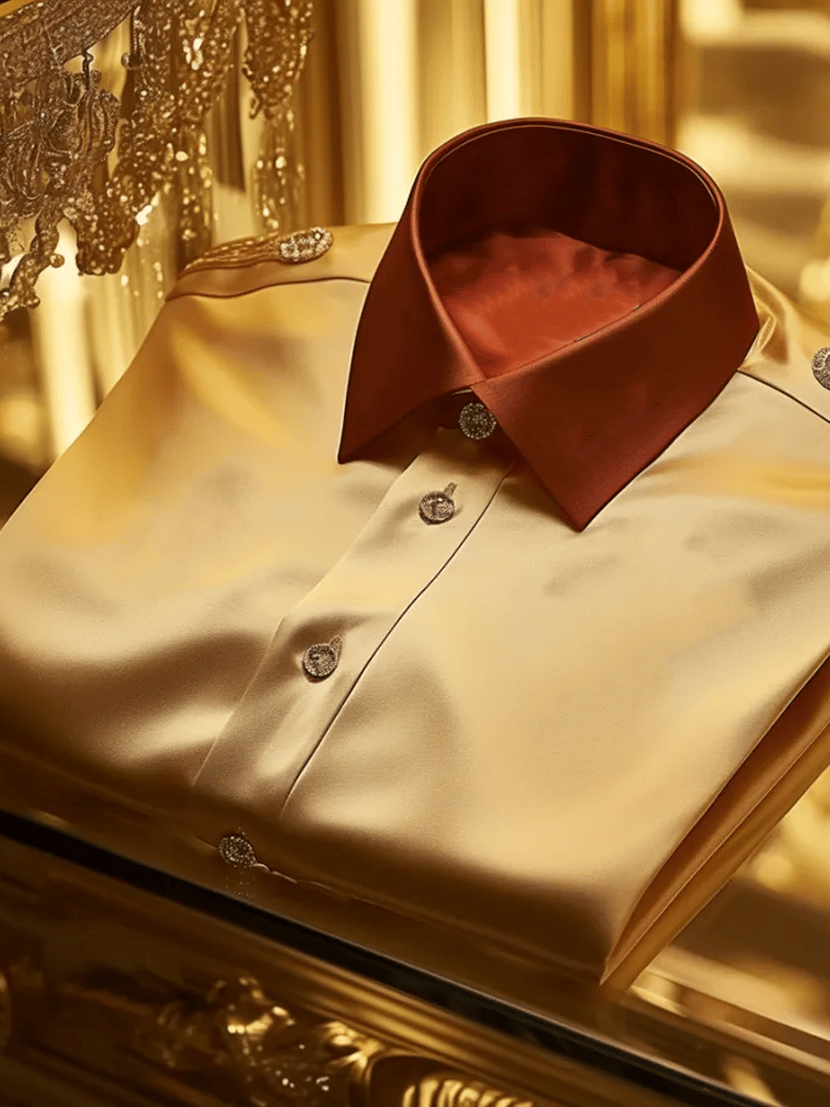 Camisa satén de lujo ejecutivo a rayas de manga larga (without tie, tie clip and brooch)