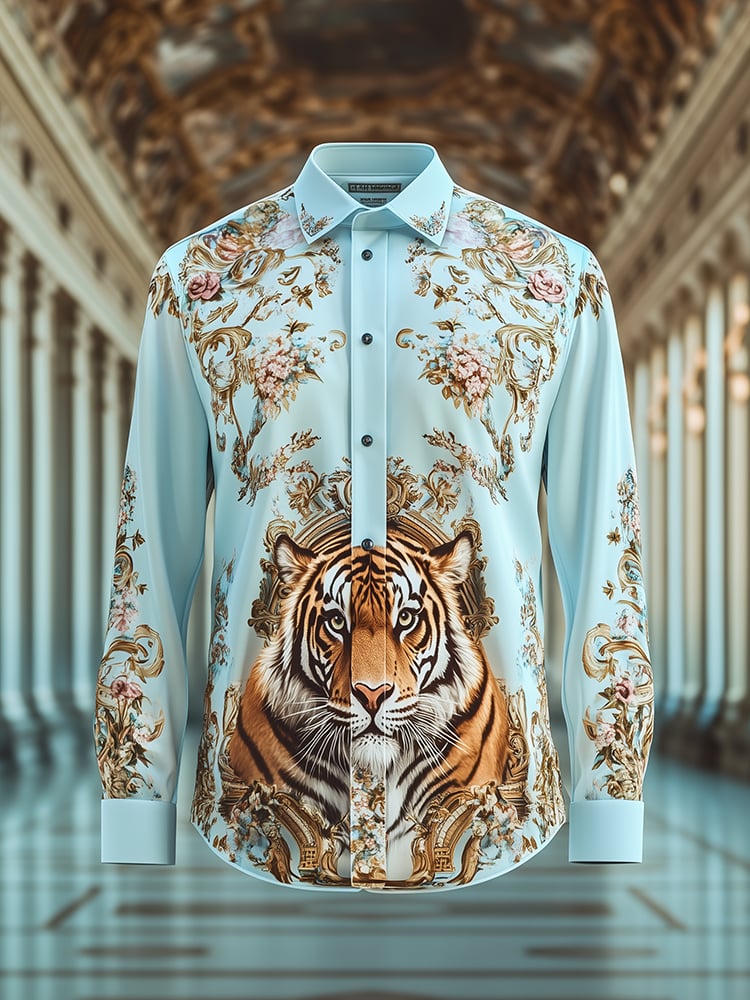 Camisa satén Luxe Baroque de manga larga con botones para hombre